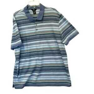 Calvin Klein Men's 3-Button Striped Golf Polo Shirt Sz XXL in Blue, White Active